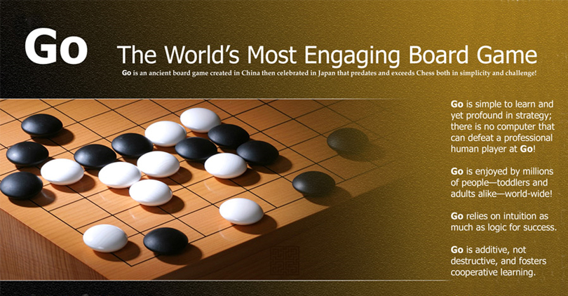 'GO: The World's Most Engaging Board Game', poster.
